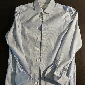 Charles Tyrwhitt Slim Fit Shirt with French Cuffs, Blue and White Stripes